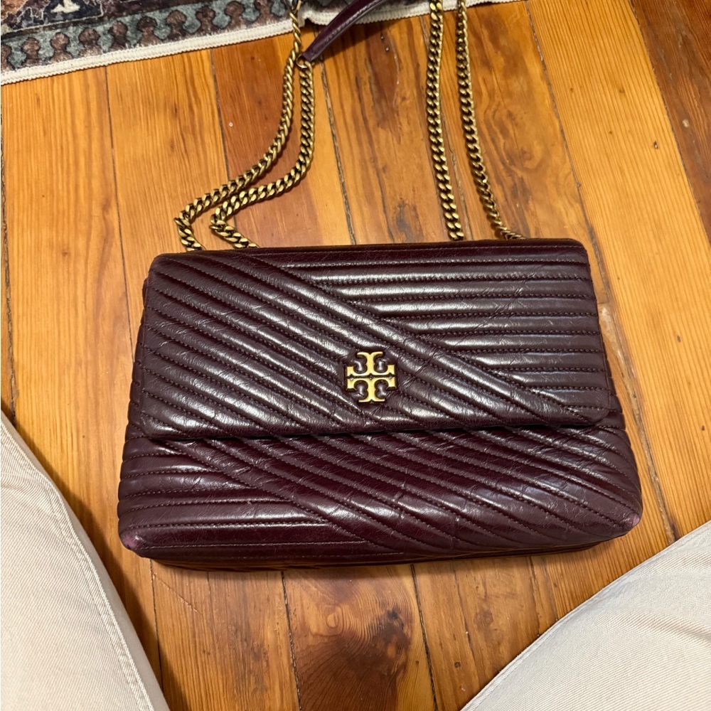 Tory Burch Dark Burgundy Quilted Crossbody Bag